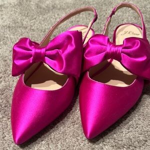 J. Crew Pink Bow Slingback Flats